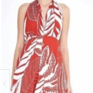 FARM Rio Orange Palm Leaf Backless Wide Leg Jumpsuit